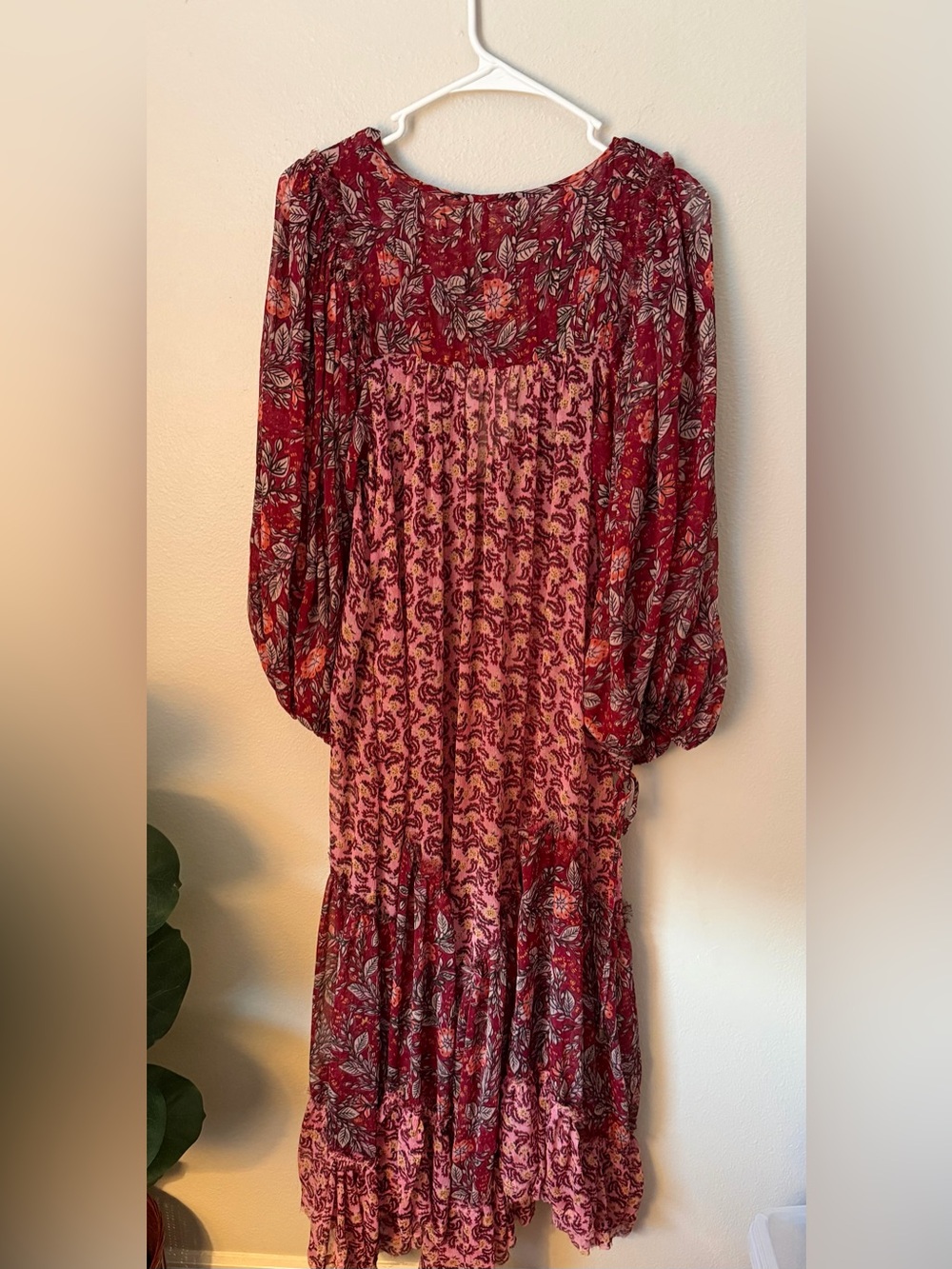 Free people Estelle Chiffon Sheer Bohemian Floral Tiered Maxi Dress S (no slip) - Picture 4 of 4
